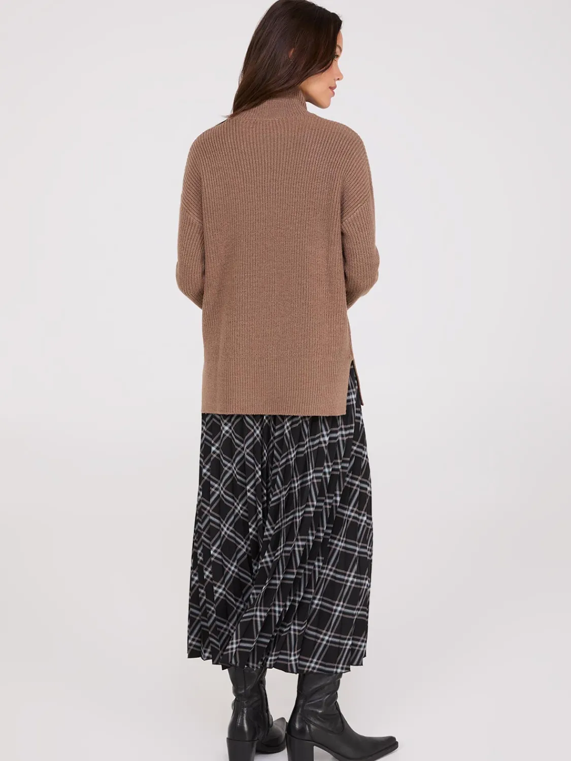 Suzy Shier Long Sleeve|Sweaters & Cardigans>Mock Neck Shaker Stitch Sweater