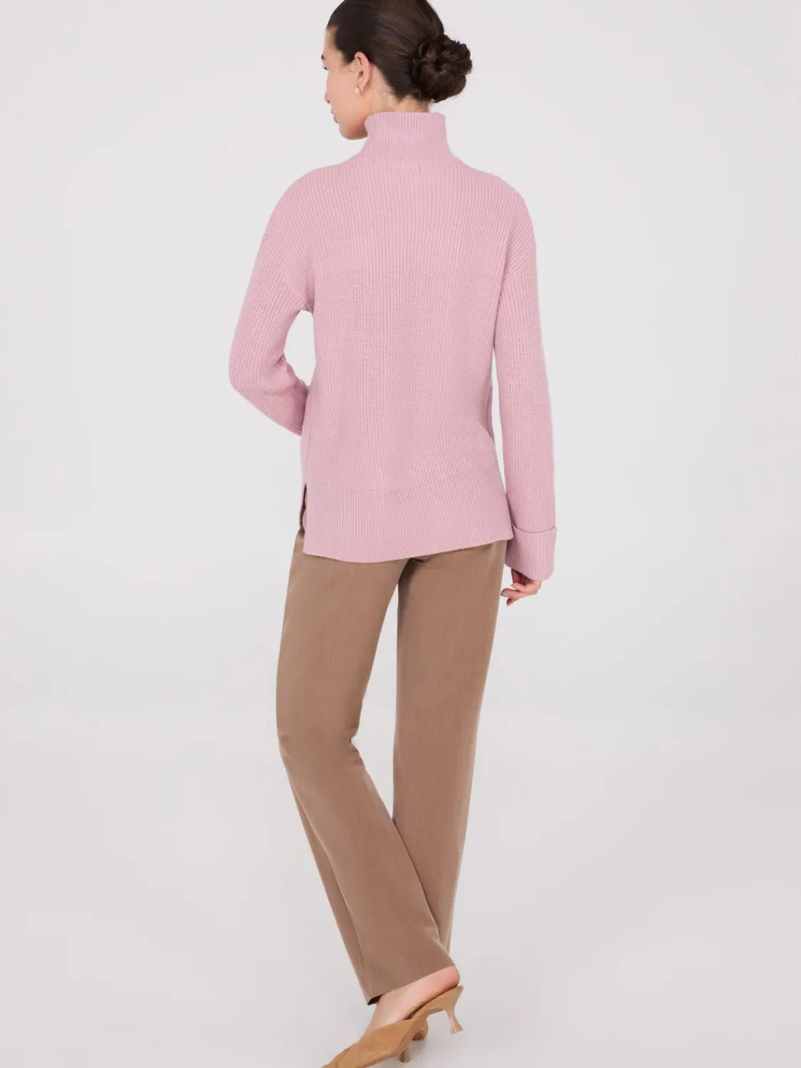 Suzy Shier Long Sleeve|Sweaters & Cardigans>Mock Neck Shaker Stitch Sweater