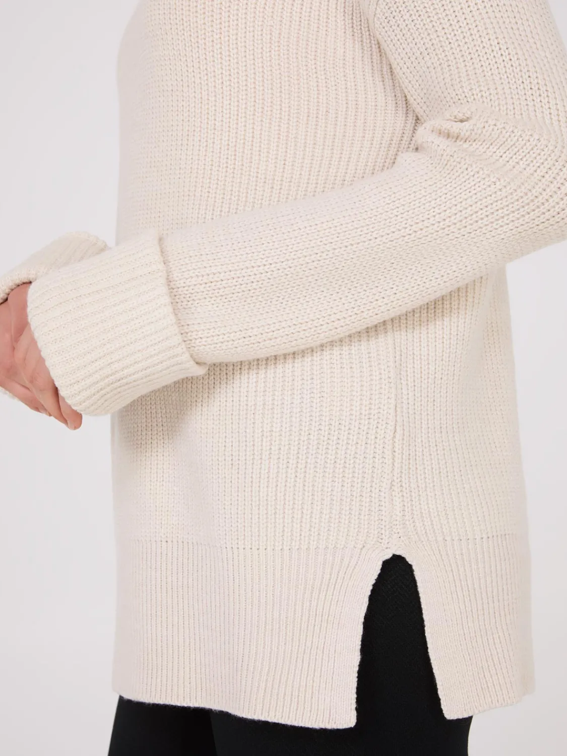 Suzy Shier Long Sleeve|Sweaters & Cardigans>Mock Neck Shaker Stitch Sweater