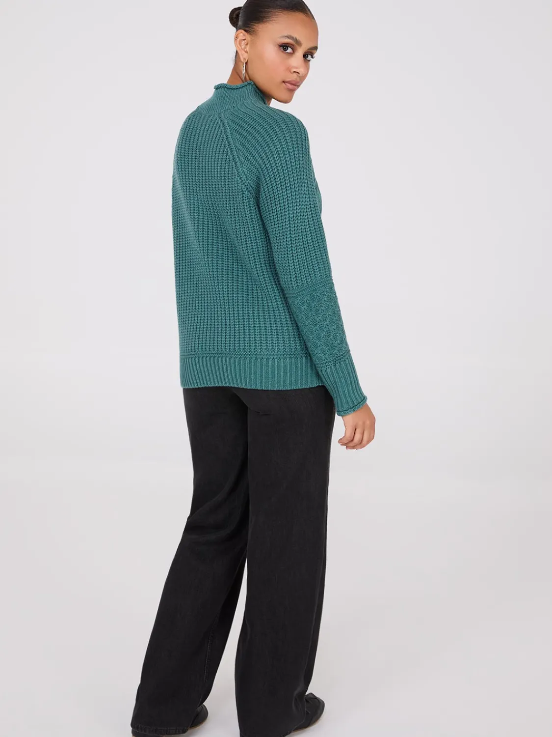 Suzy Shier Long Sleeve|Sweaters & Cardigans>Multi Cable Knit Mock Neck Sweater