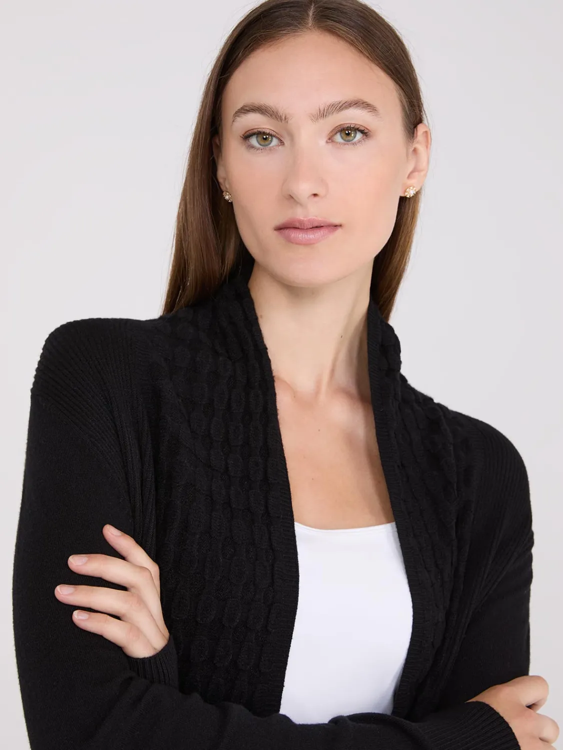 Suzy Shier Long Sleeve|Sweaters & Cardigans>Multi Stitch Shawl Collar Duster Cardigan