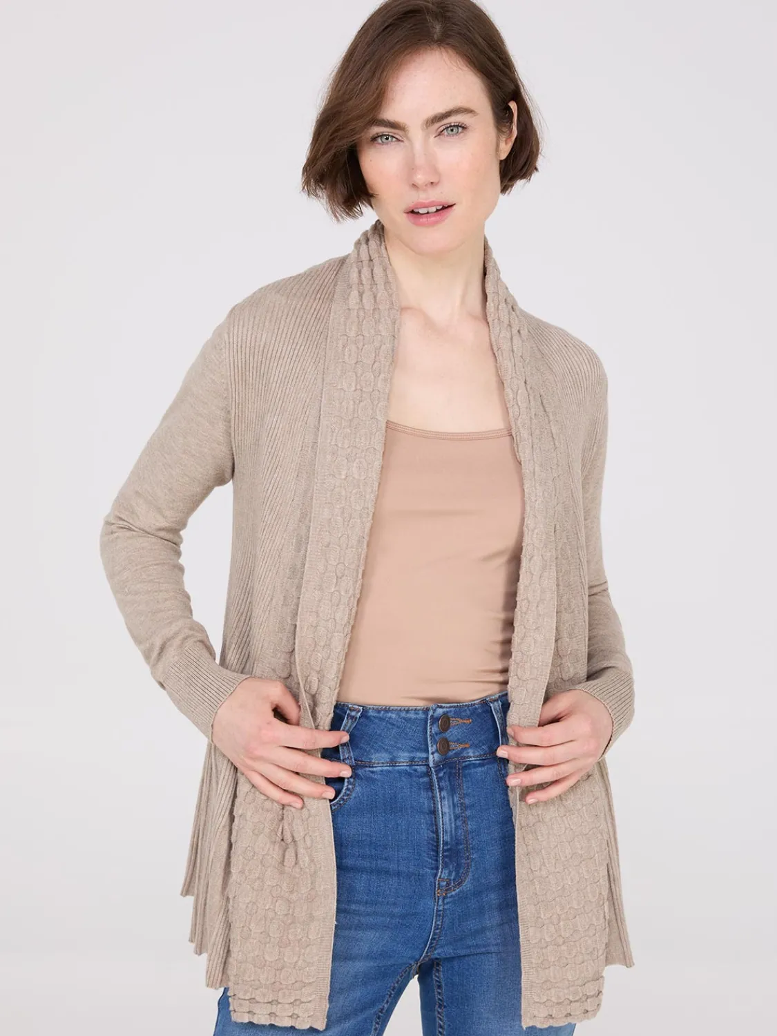 Suzy Shier Long Sleeve|Sweaters & Cardigans>Multi Stitch Shawl Collar Duster Cardigan