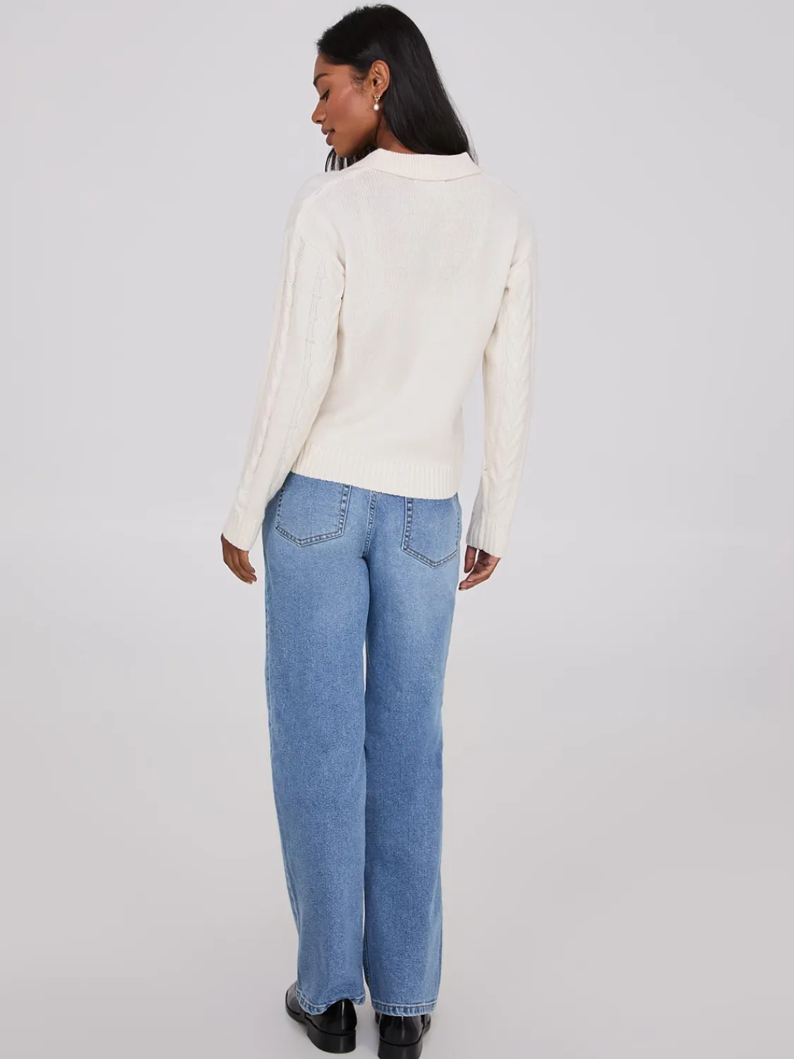 Suzy Shier Long Sleeve|Sweaters & Cardigans>Multi-Cable Johnny Collar Sweater