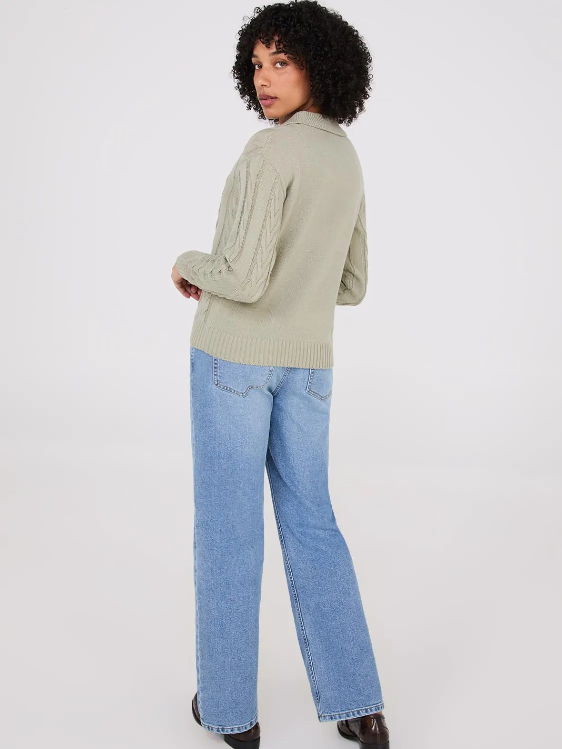 Suzy Shier Long Sleeve|Sweaters & Cardigans>Multi-Cable Johnny Collar Sweater