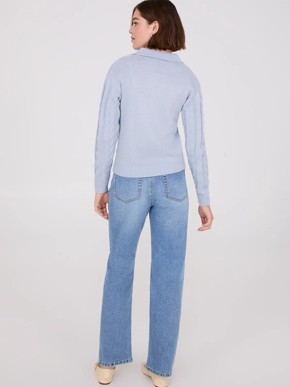 Suzy Shier Long Sleeve|Sweaters & Cardigans>Multi-Cable Johnny Collar Sweater