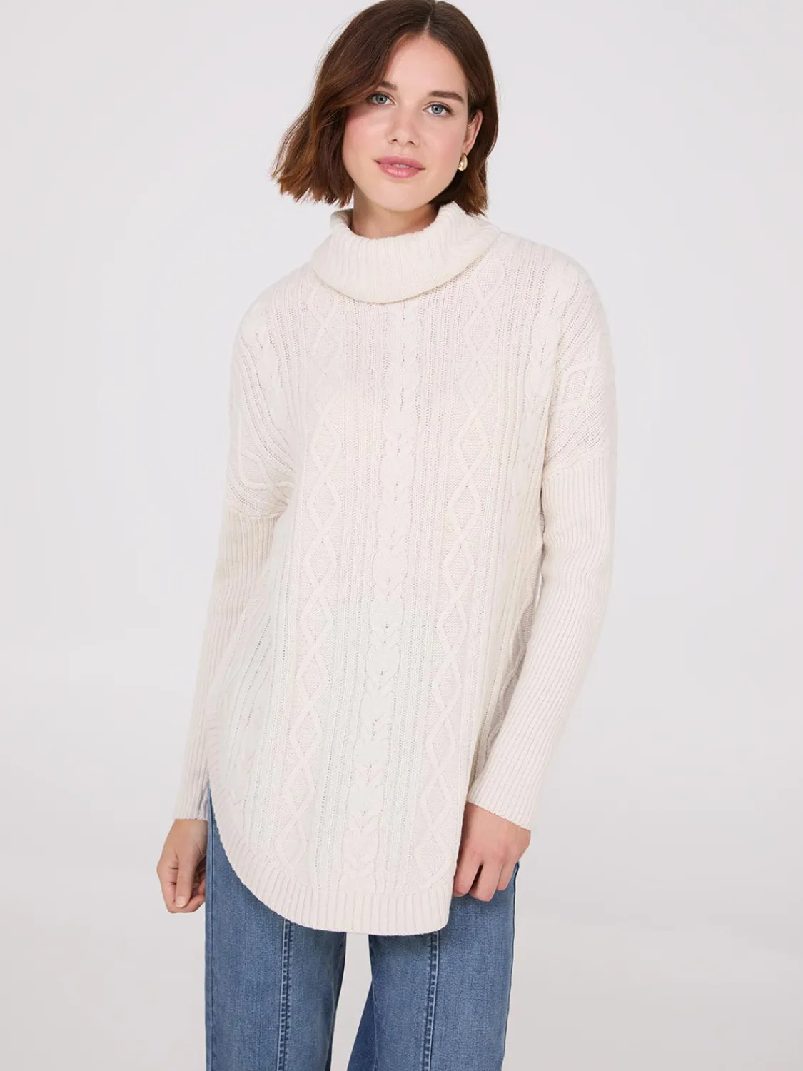 Suzy Shier Long Sleeve|Sweaters & Cardigans>Multi-Cable Turtleneck Sweater