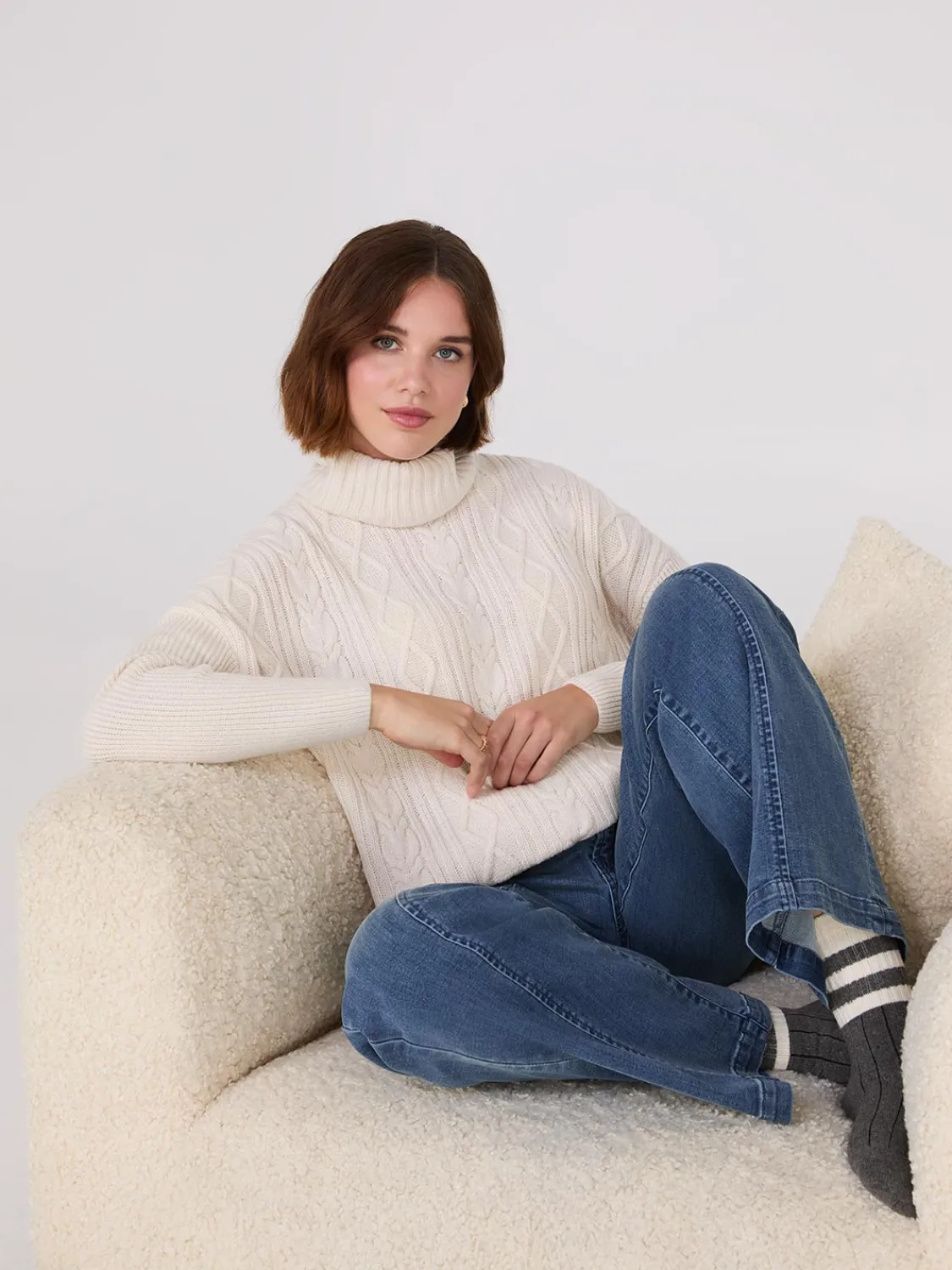 Suzy Shier Long Sleeve|Sweaters & Cardigans>Multi-Cable Turtleneck Sweater