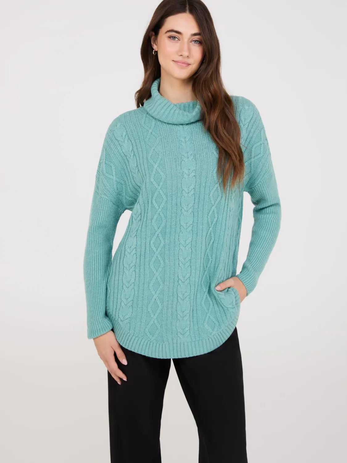 Suzy Shier Long Sleeve|Sweaters & Cardigans>Multi-Cable Turtleneck Sweater