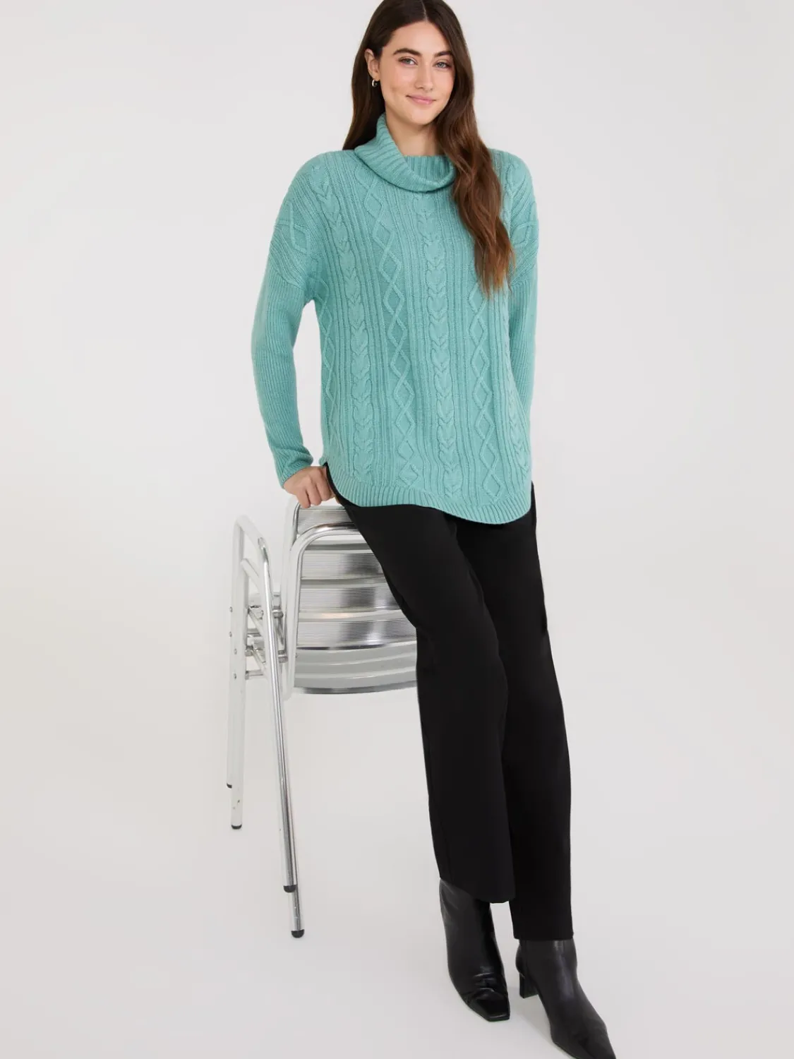 Suzy Shier Long Sleeve|Sweaters & Cardigans>Multi-Cable Turtleneck Sweater