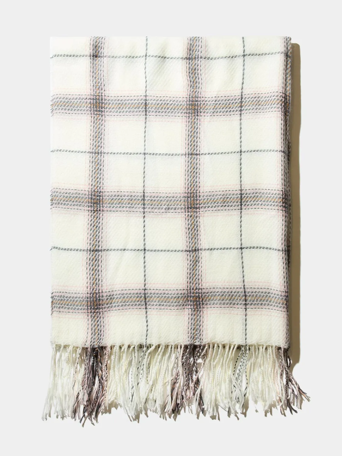 Suzy Shier Hats & Scarves & Gloves>Neutral Grid Printed Scarf