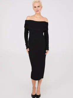Suzy Shier Midi & Maxi|Party Dresses>Off-The-Shoulder Ribbed Column Dress