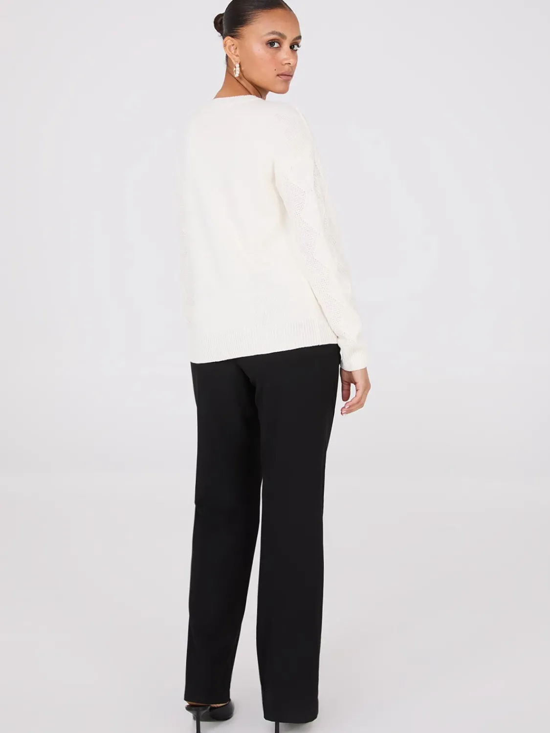 Suzy Shier Long Sleeve|Sweaters & Cardigans>Pearl Embellished Diamond Cable Sweater
