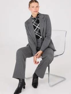 Suzy Shier Suiting|Blazers & Vests>Pinstripe 1-Button Blazer