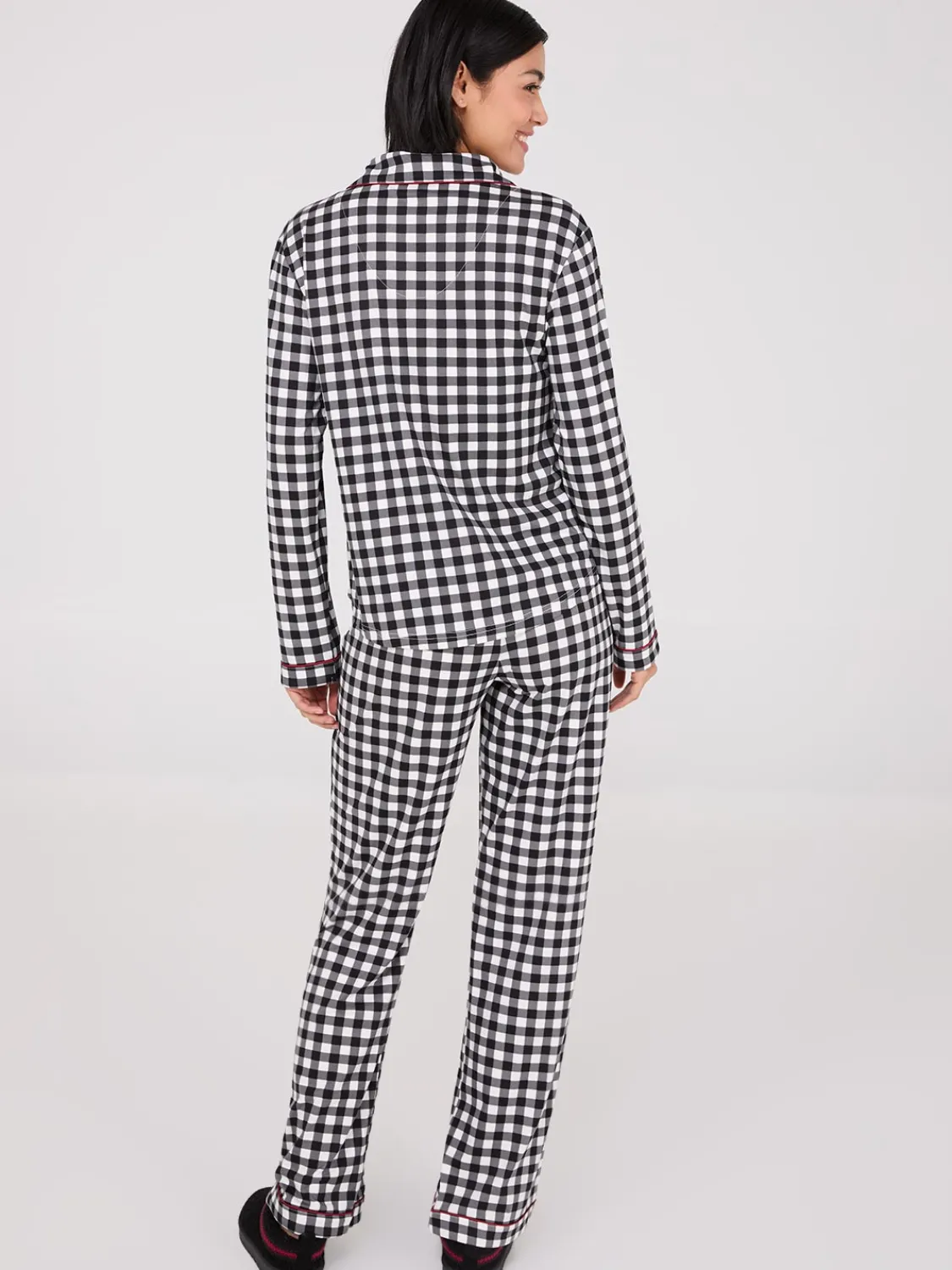 Suzy Shier Lounge & Pjs>Plaid Print Button-Down Pajama Set