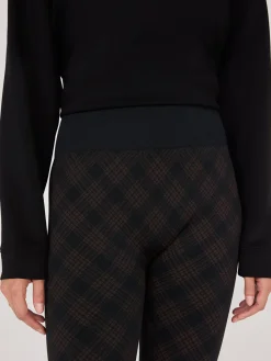 Suzy Shier Leggings & Sweatpants>Plaid Print Fleece Lined Leggings