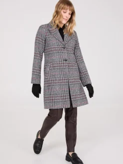 Suzy Shier Coats|Coats>Plaid Single-Breasted Car Coat