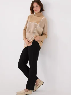 Suzy Shier Long Sleeve|Sweaters & Cardigans>Plaid Turtleneck Poncho