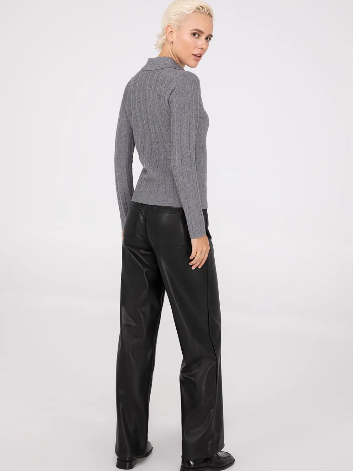 Suzy Shier Long Sleeve|Sweaters & Cardigans>Pleated Johnny Collar Sweater