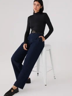 Suzy Shier Jeans|Pants>Pleated Wide-Leg Denim Pants