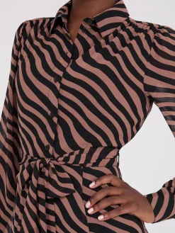 Suzy Shier Work Dresses|Dresses>Printed Chiffon Maxi Shirt Dress