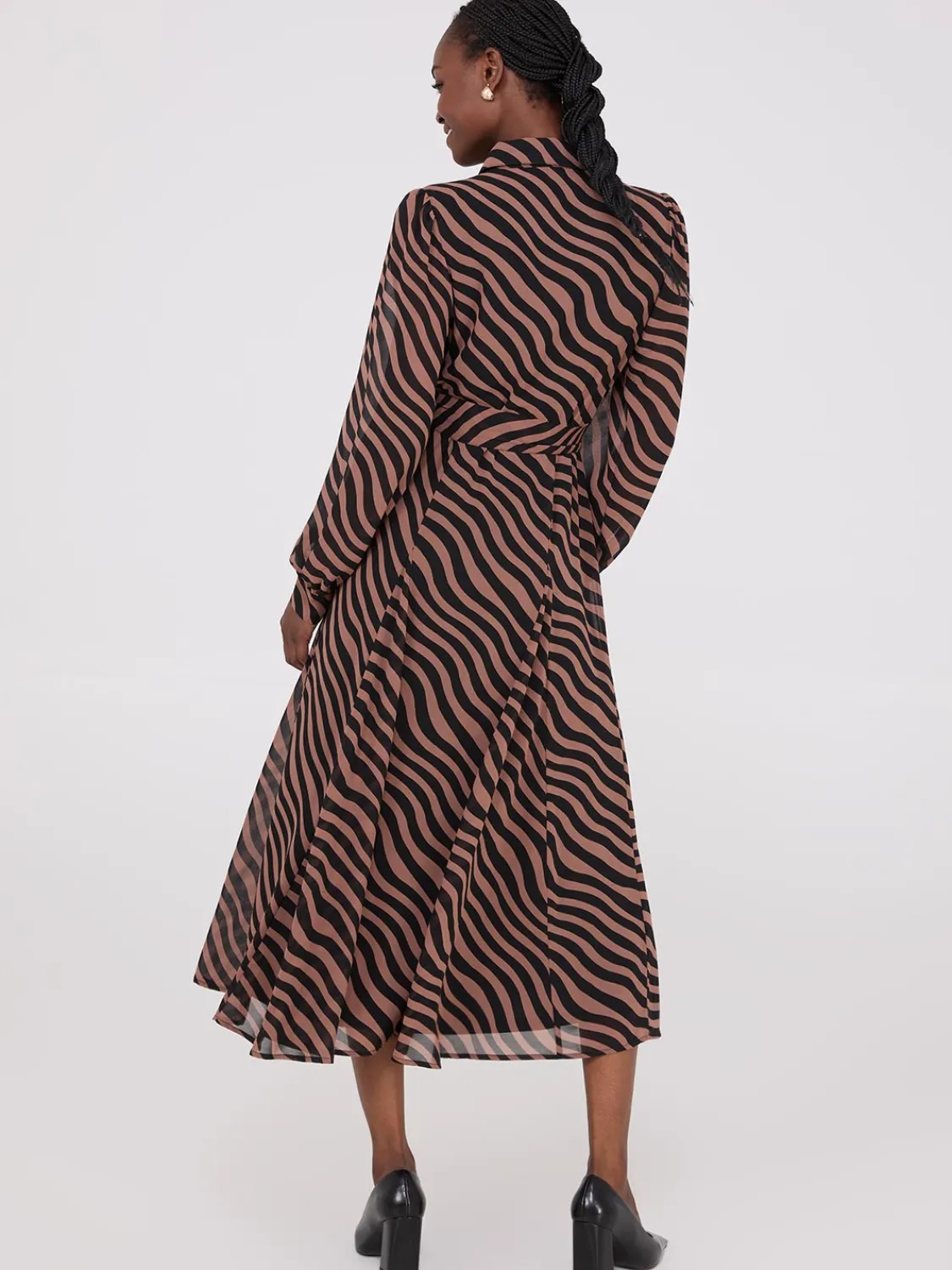 Suzy Shier Work Dresses|Dresses>Printed Chiffon Maxi Shirt Dress