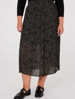 Suzy Shier Bottoms|Skirts>Printed Chiffon Pleated Midi Skirt