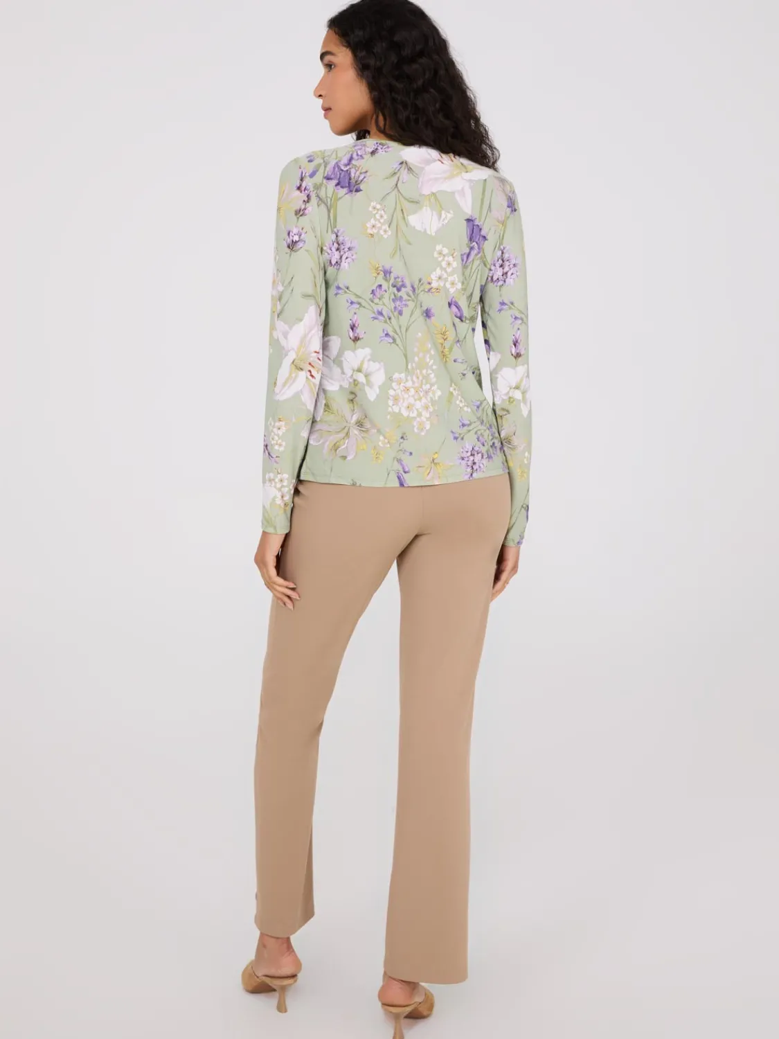 Suzy Shier Tops|Long Sleeve>Printed Long Sleeve Top With Metal Detail