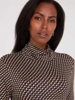 Suzy Shier Suzy Everyday|Long Sleeve>Printed Long Sleeve Turtleneck Top