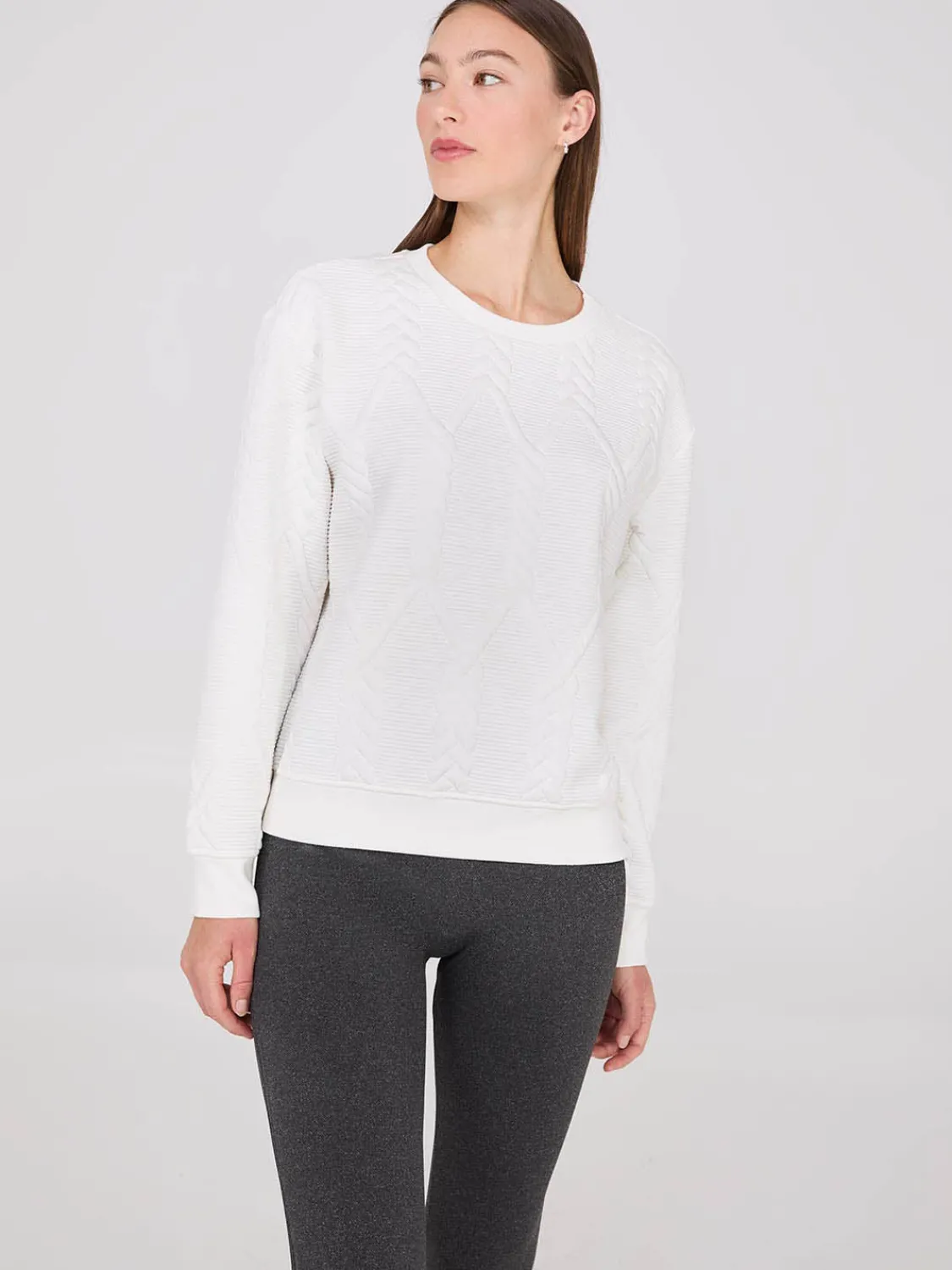 Suzy Shier Lounge & Pjs|Long Sleeve>Quilted Jacquard Sweater