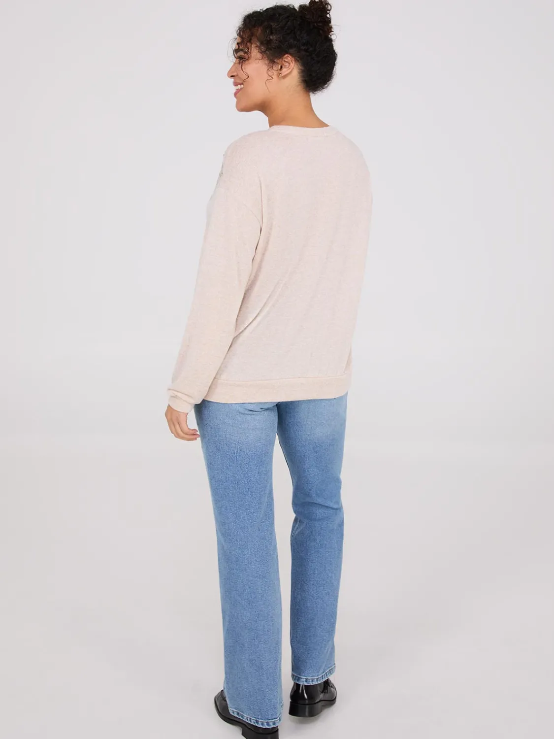 Suzy Shier Long Sleeve>Rhinestone Fair Isle Long Sleeve Top