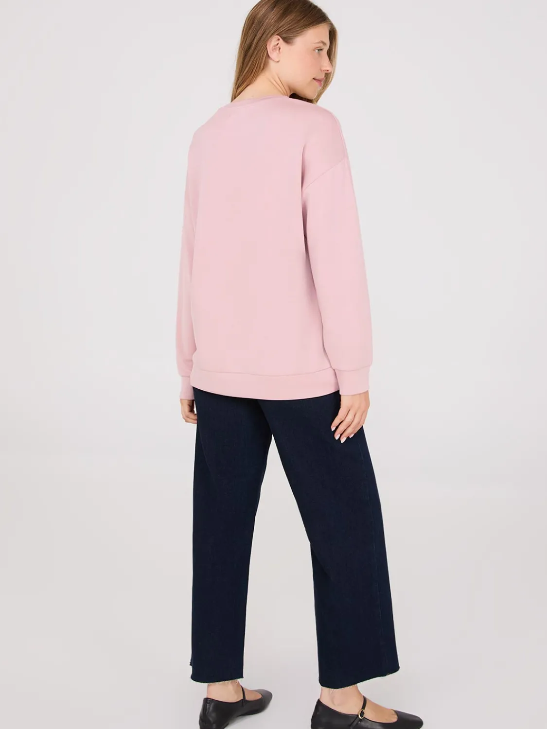 Suzy Shier Lounge & Pjs|Long Sleeve>Rhinestone Flower Graphic Sweatshirt