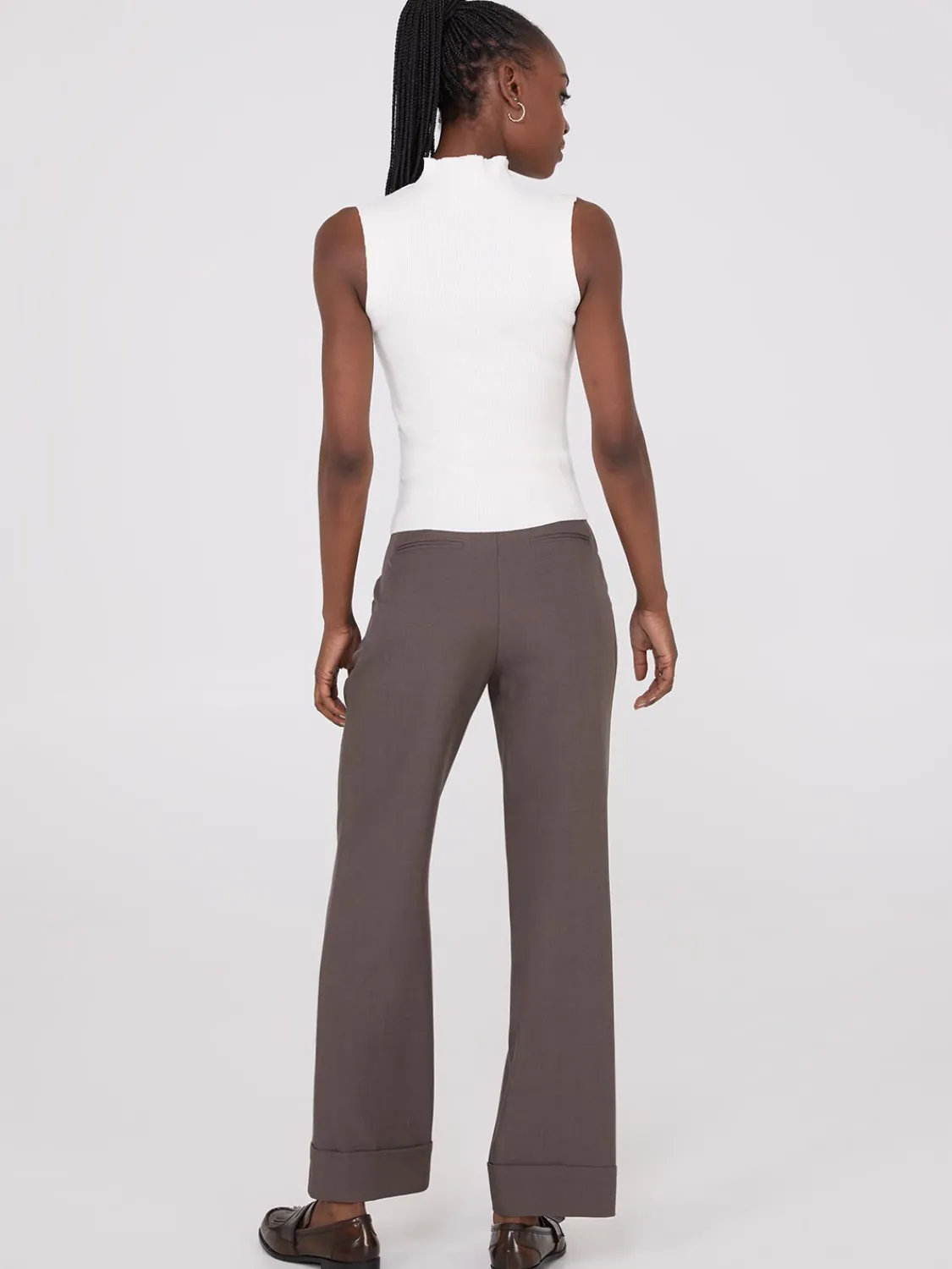 Suzy Shier Sleeveless|Sweaters & Cardigans>Ribbed Funnel Neck Sleeveless Sweater