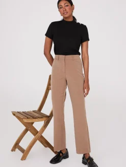 Suzy Shier Short Sleeve>Ribbed Mock Neck Top With Button Details