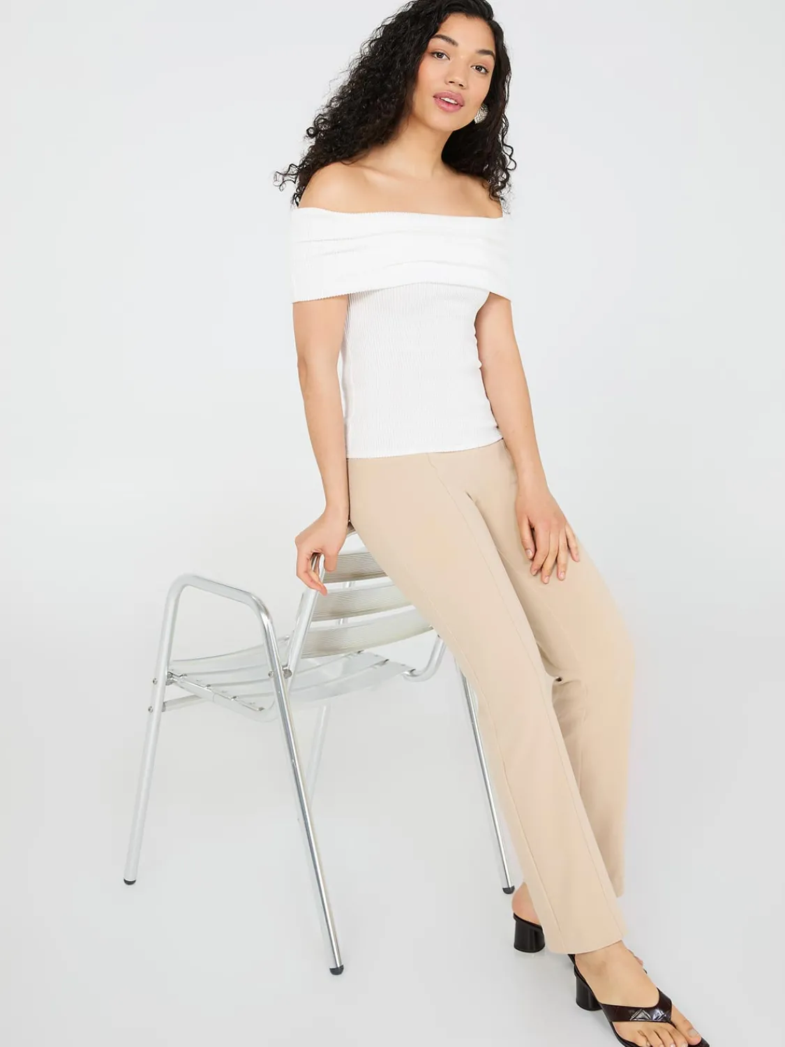 Suzy Shier Short Sleeve|Fashion Tops>Ribbed Off-The-Shoulder Top