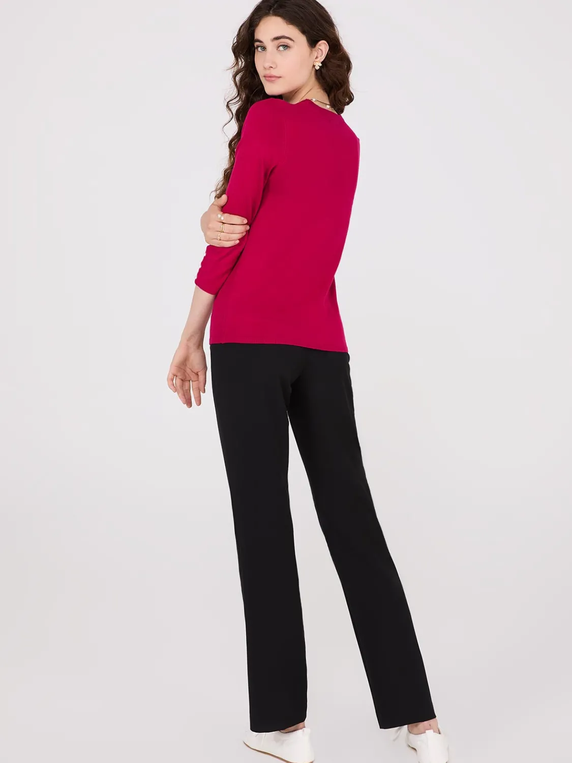 Suzy Shier Long Sleeve|Sweaters & Cardigans>Round Neck Sweater With Button Details