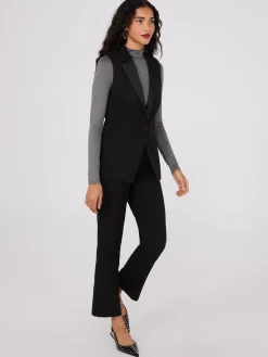 Suzy Shier Suiting|Blazers & Vests>Satin Lapel Sleeveless Vest