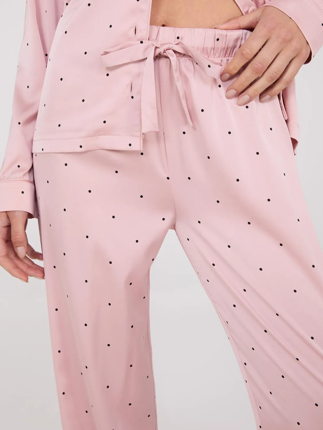 Suzy Shier Lounge & Pjs>Satin Polka Dot Print Pajama Set