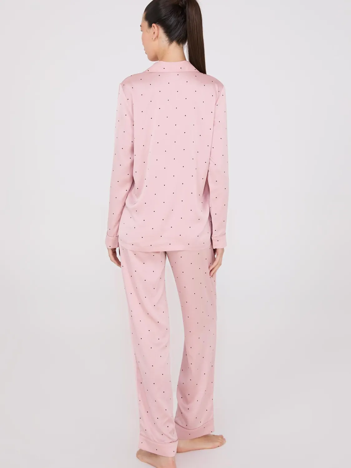 Suzy Shier Lounge & Pjs>Satin Polka Dot Print Pajama Set