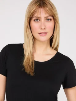 Suzy Shier Suzy Everyday|Short Sleeve>Scoop Neck Melange T-Shirt