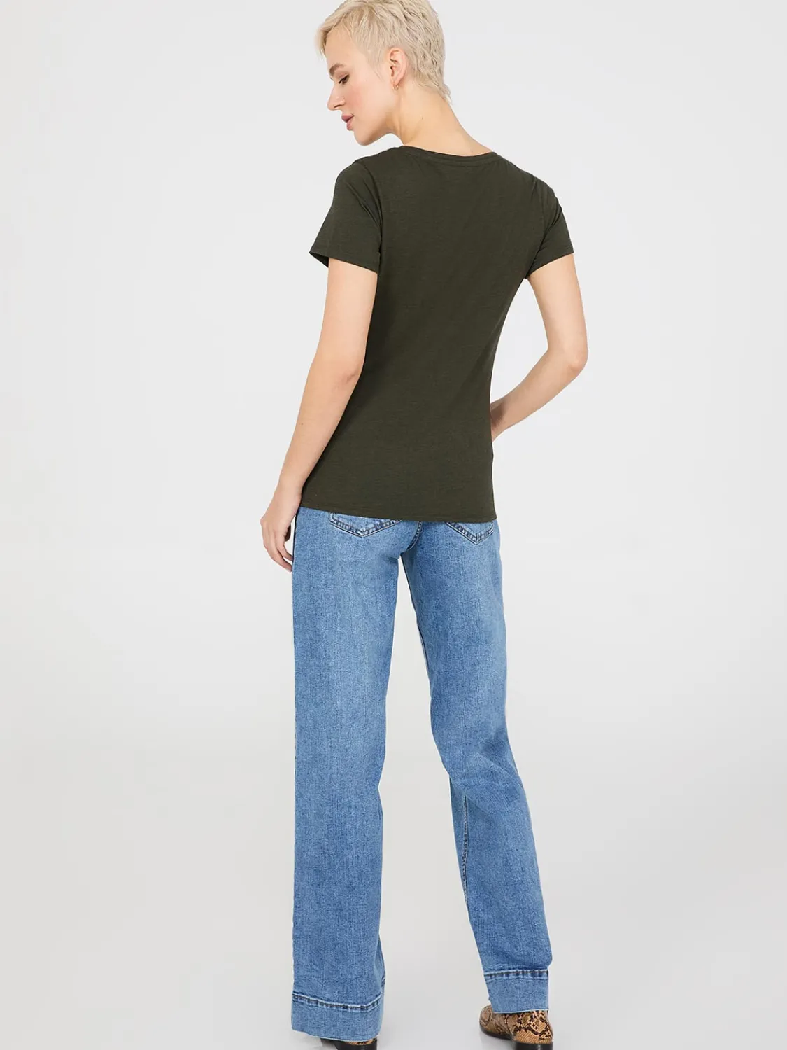 Suzy Shier Suzy Everyday|Short Sleeve>Scoop Neck Melange T-Shirt