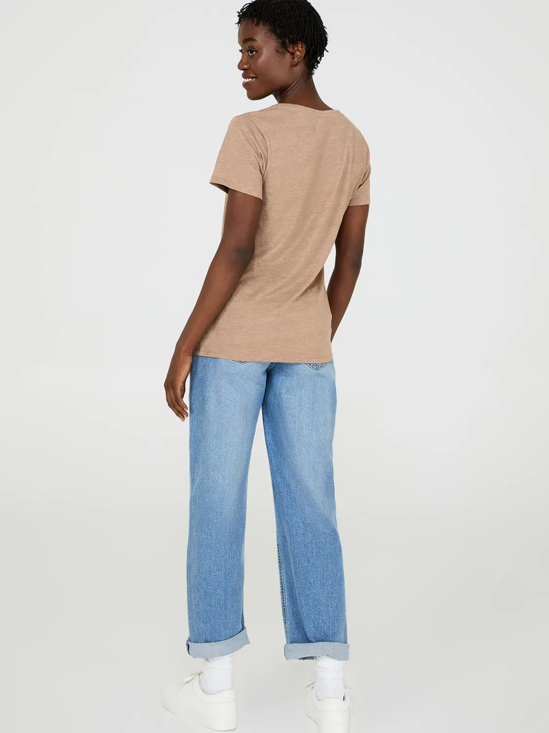 Suzy Shier Suzy Everyday|Short Sleeve>Scoop Neck Melange T-Shirt