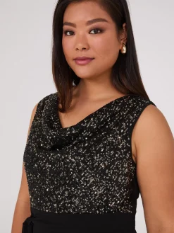 Suzy Shier Mini|Midi & Maxi>Sequin Cowl Neck Fit & Flare Dress