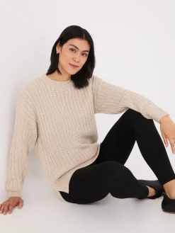 Suzy Shier Long Sleeve|Sweaters & Cardigans>Shaker-Stitch High-Low Sweater