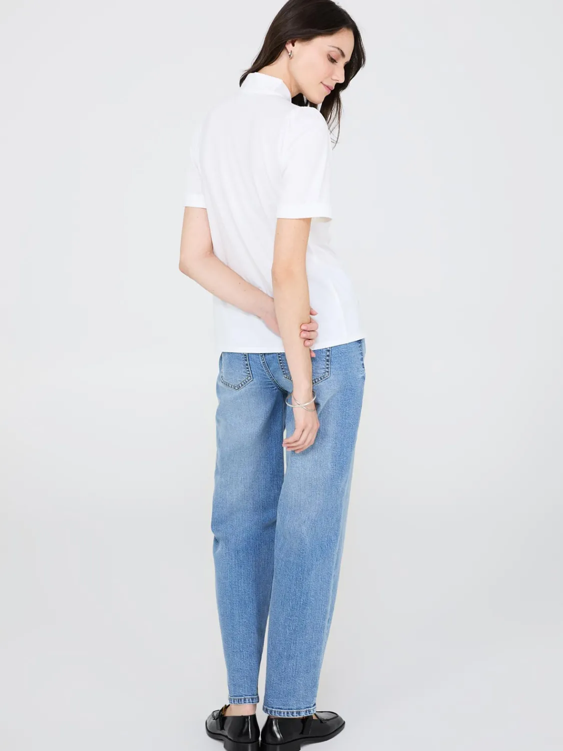 Suzy Shier Tops|Short Sleeve>Short Sleeve Tie-Neck Top