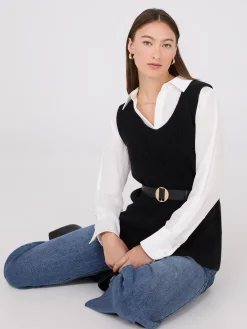 Suzy Shier Sleeveless|Sweaters & Cardigans>Sleeveless Belted Sweater Vest