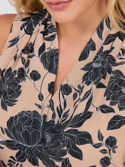 Suzy Shier Tops|Sleeveless>Sleeveless Floral Print V-Neck Blouse