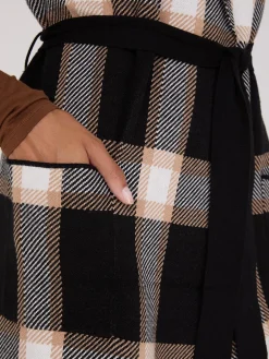 Suzy Shier Sleeveless|Sweaters & Cardigans>Sleeveless Open-Front Plaid Duster