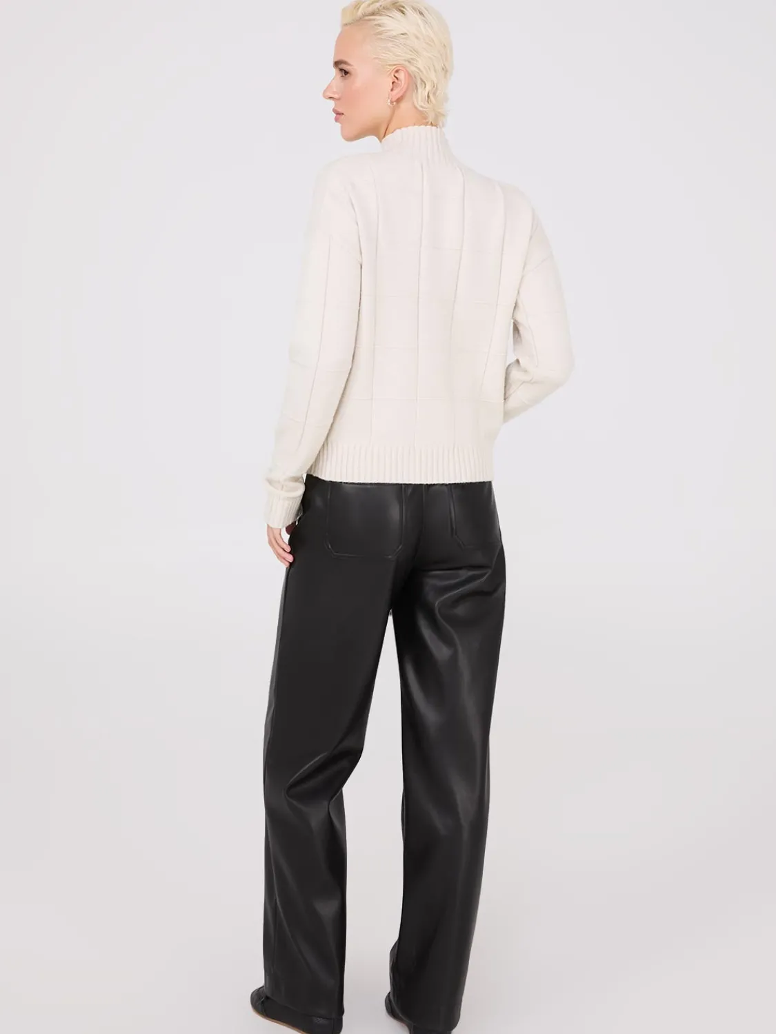 Suzy Shier Long Sleeve|Sweaters & Cardigans>Square Pattern Mock Neck Sweater