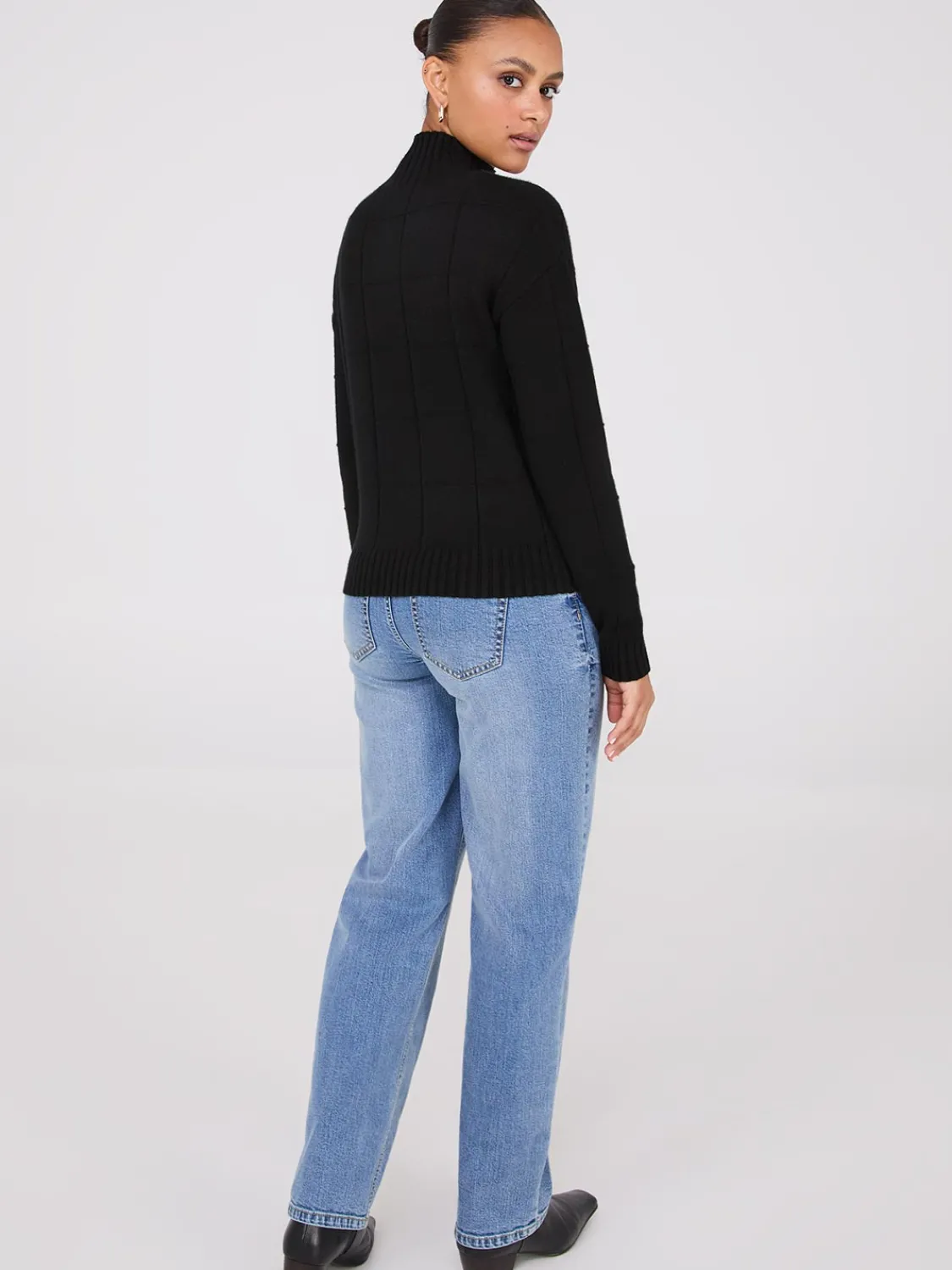 Suzy Shier Long Sleeve|Sweaters & Cardigans>Square Pattern Mock Neck Sweater
