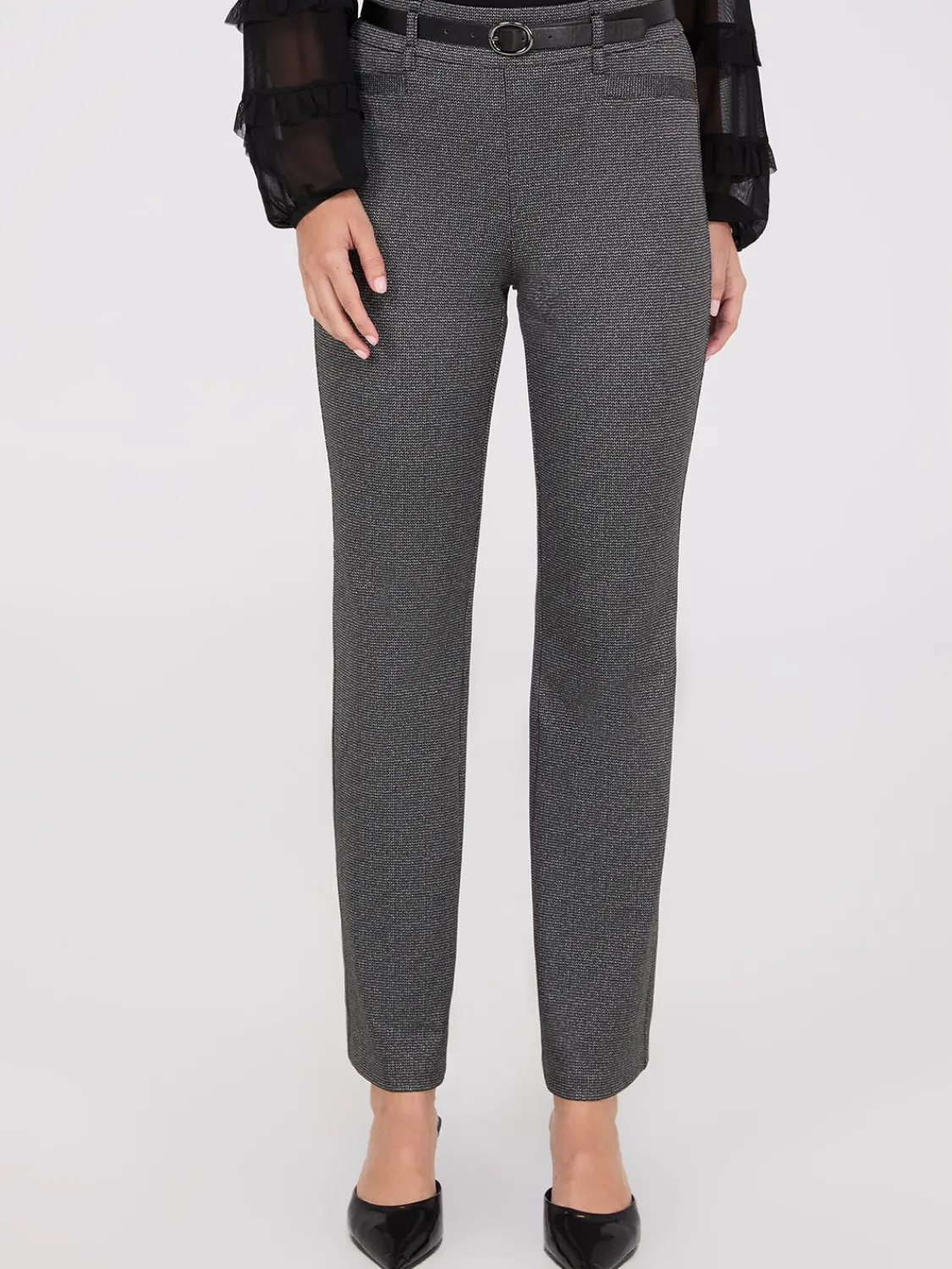 Suzy Shier Bottoms|Pants>Straight Leg Bootcut Pants With Faux Leather Belt